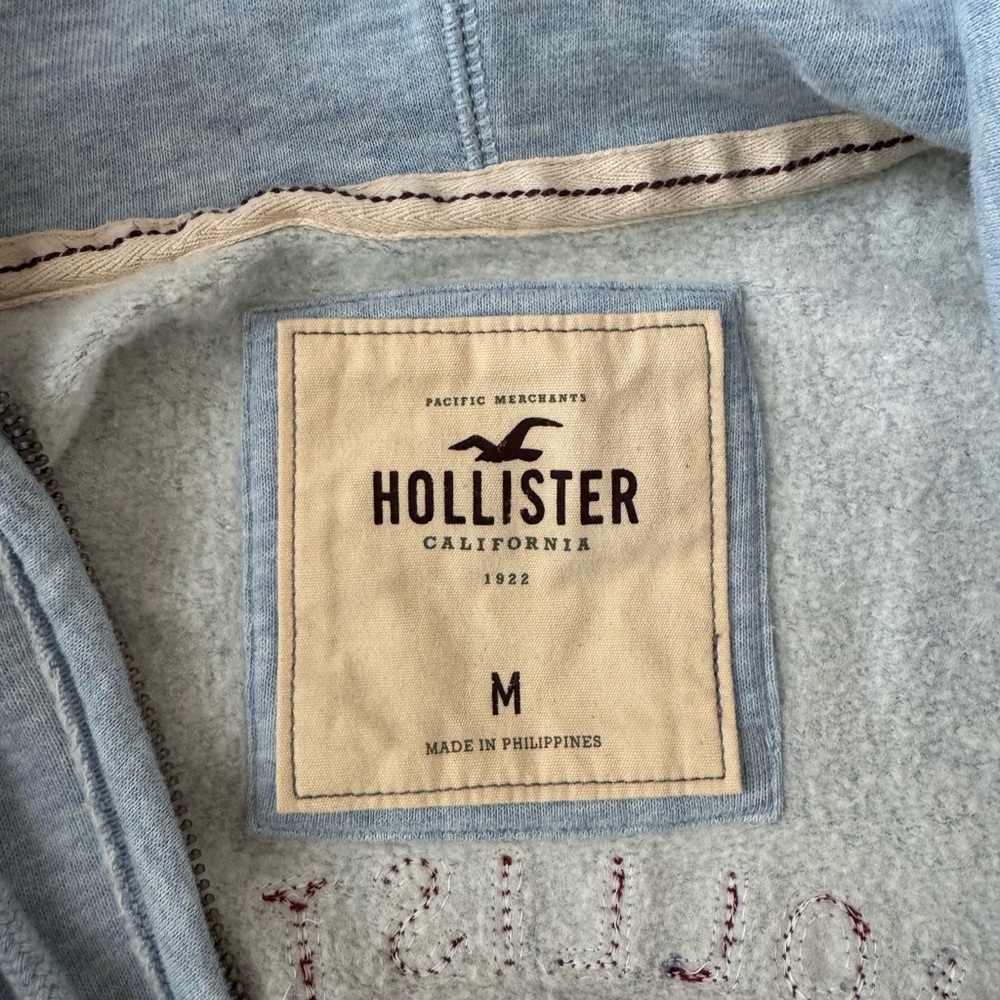Hollister Light Blue Zip-Up Hoodie - Picture 3 of 5